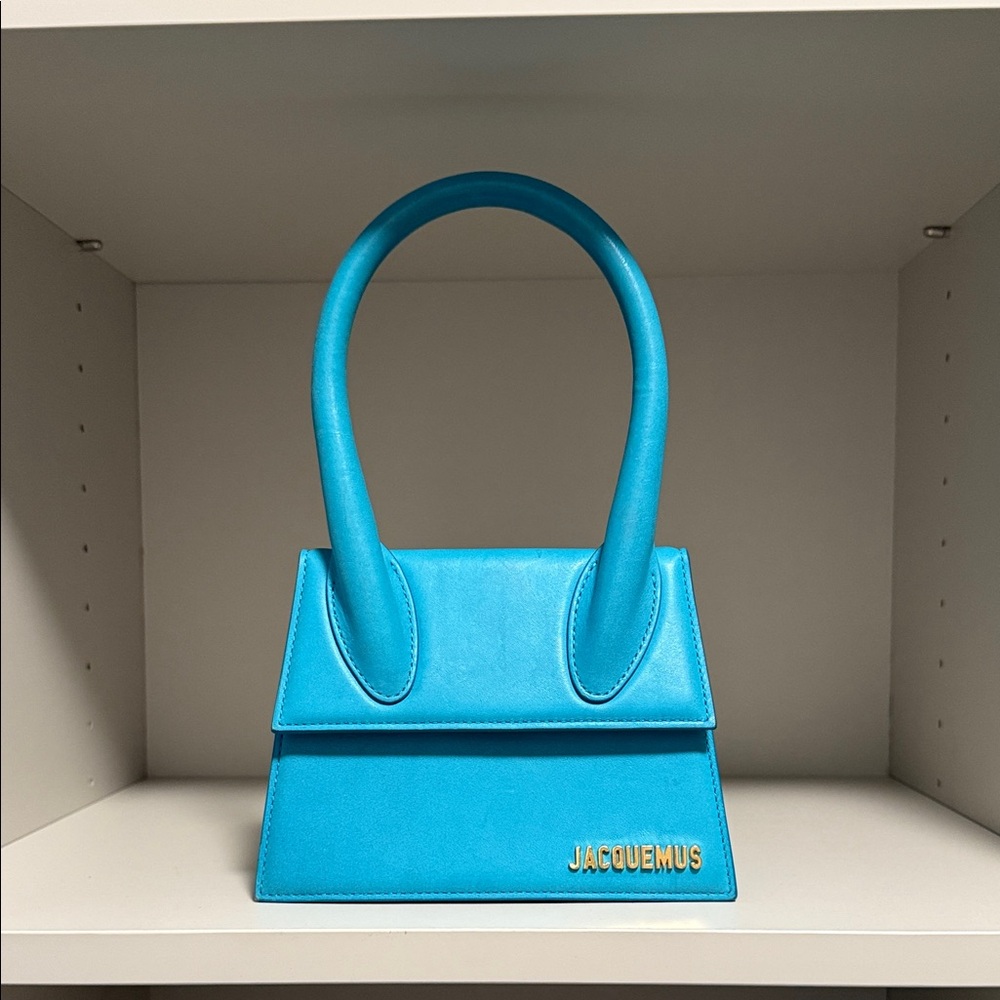 Jacquemus Blue Leather Medium Le Chiquito Top Handle Bag